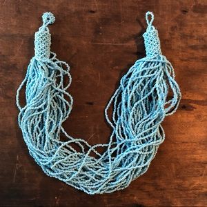 Baby Blue Beaded Choker Necklace